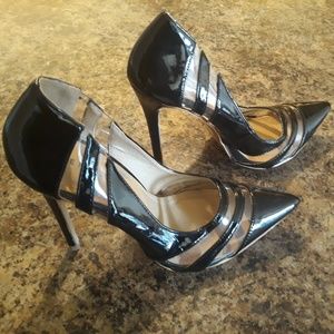 Black Heel w/ transparent Insets, 5 inch heel